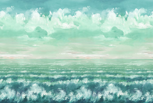 Blue Ocean Cloudscape Painting