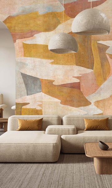 Mustard Abstract Coastlines Residential Mural