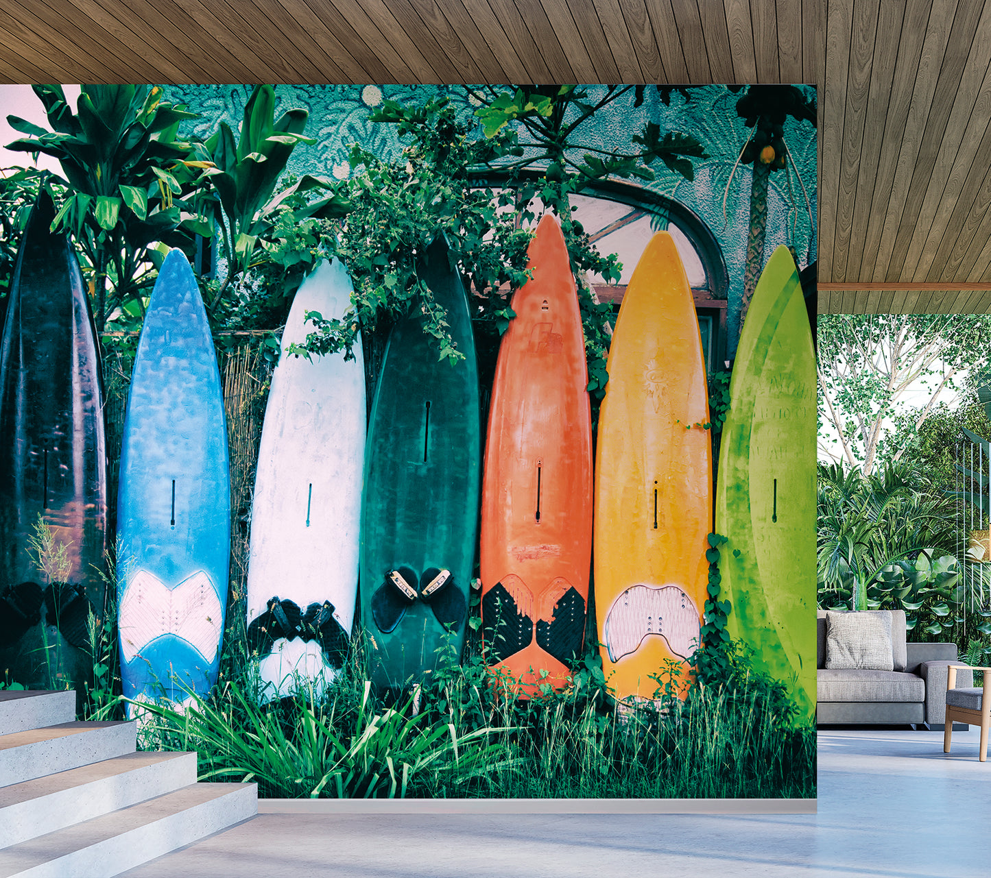 Colorful Surfboards Garden Row