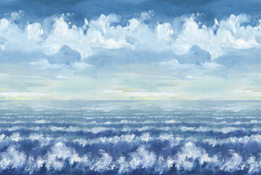 Blue Ocean Cloudscape Painting