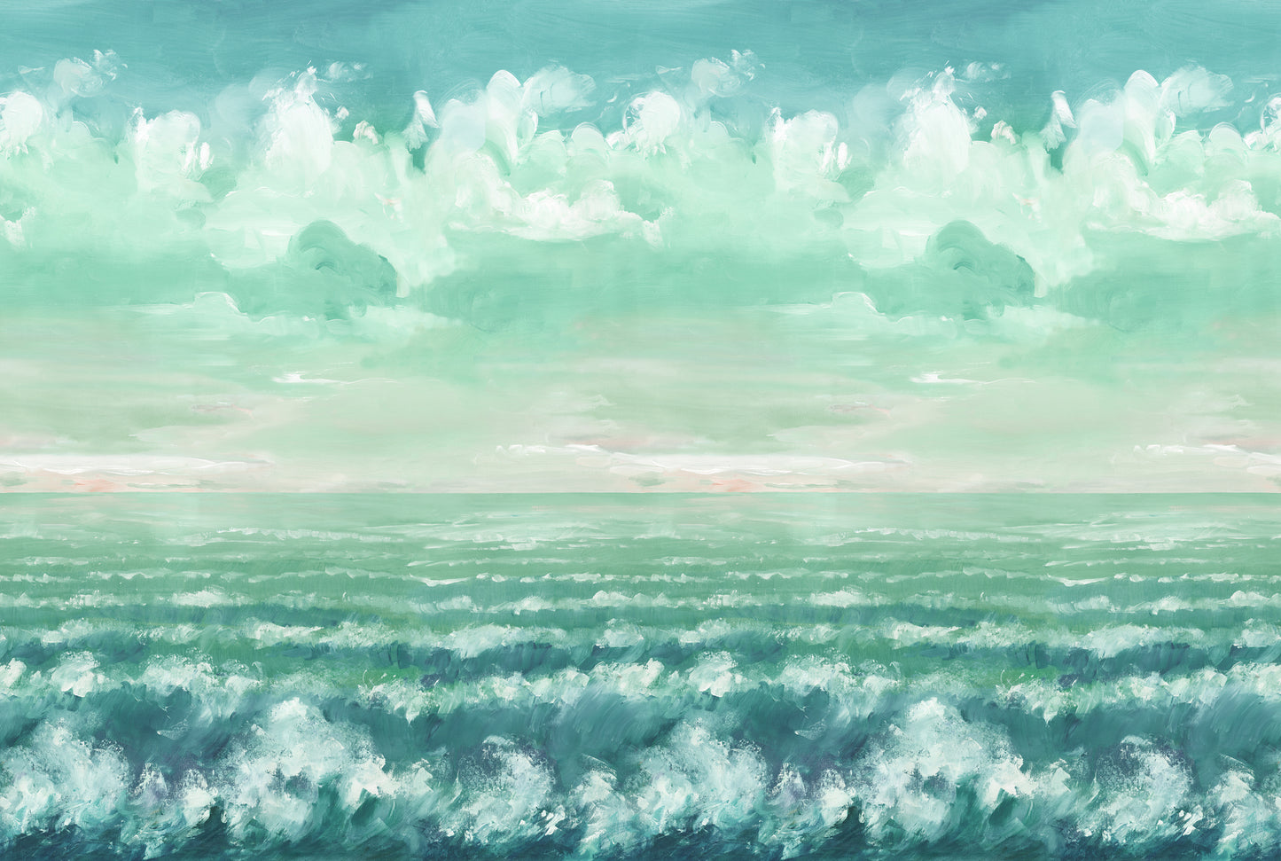 Blue Ocean Cloudscape Painting