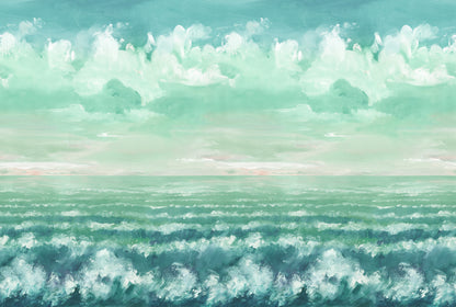 Blue Ocean Cloudscape Painting