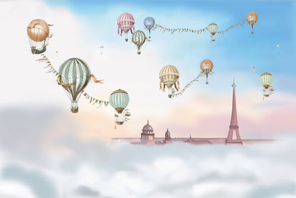 Vintage Hot Air Balloon Wallcovering