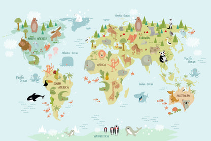 Kids World Map Wallcovering