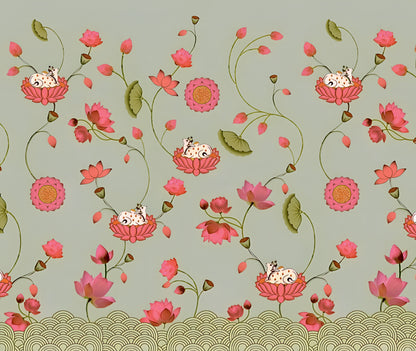 Lotus Pond Cats Pattern