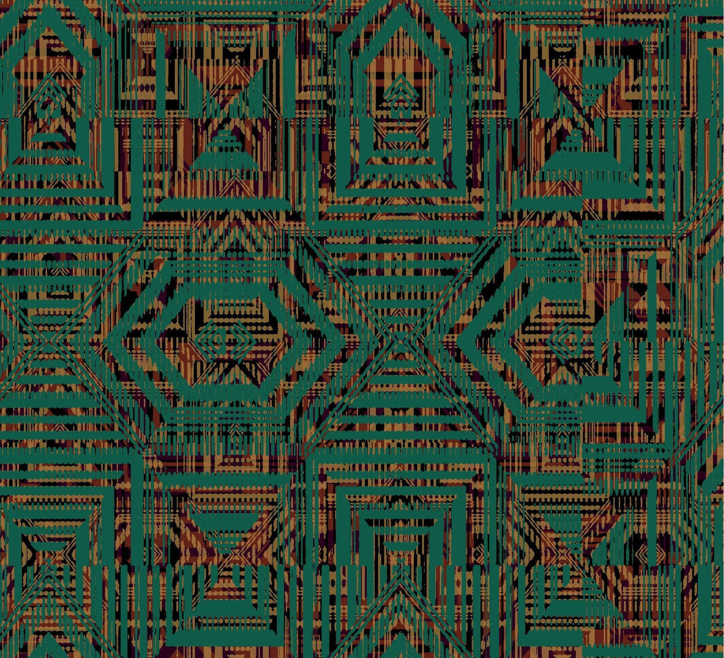 Emerald Tribal Geometric Wallpaper