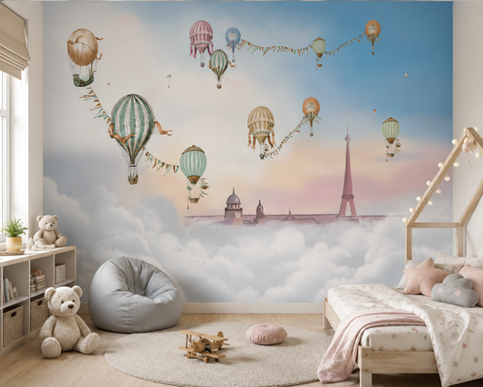 Vintage Hot Air Balloon Wallcovering