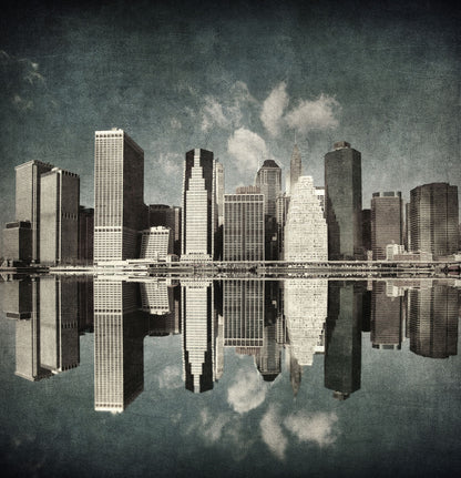 Vintage Skyline Mirror Reflection