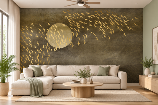 Golden Birds Wallcovering