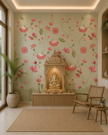 Lotus Pond Cats Pattern