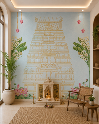 Golden Gopuram Line Art