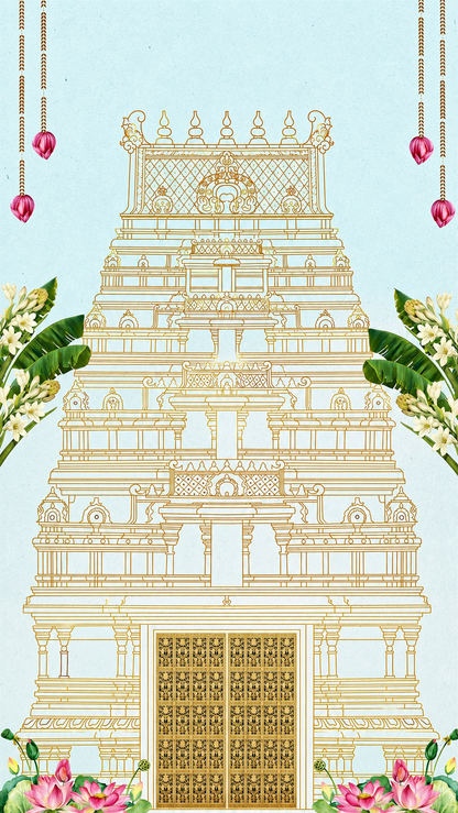 Golden Gopuram Line Art